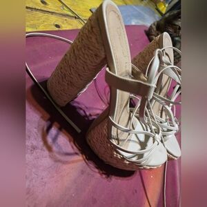 Elegant White Strappy Wedge Sandals